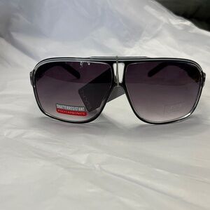 Women’s Black and white stripe Frame Sunglasses with Gradient Purple Lenses